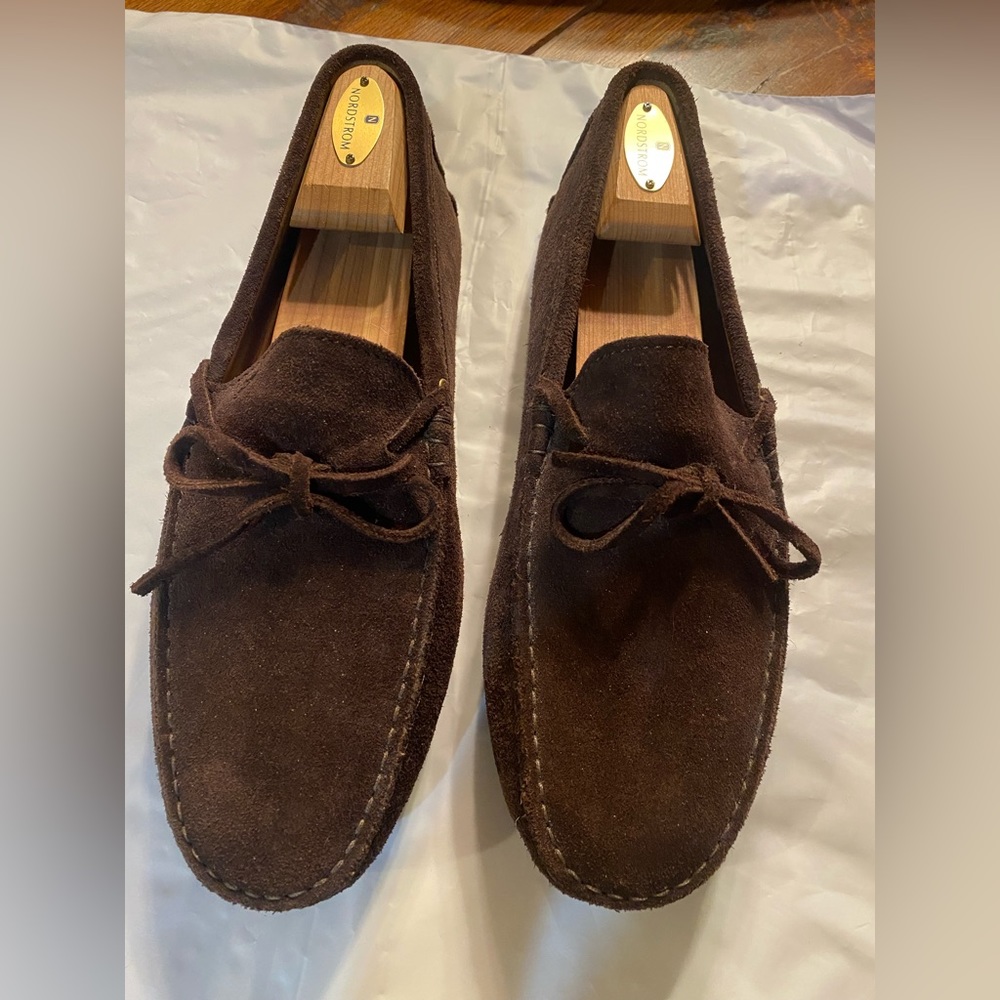 Brown suede loafers